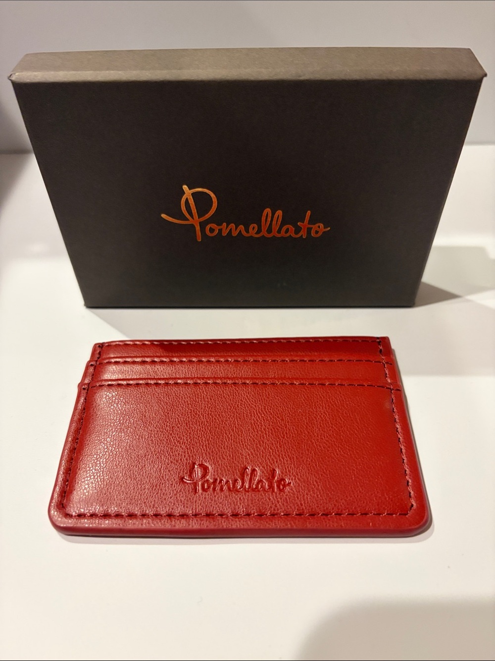 Pomellato Red Leather Cardholder with Embossed Logo